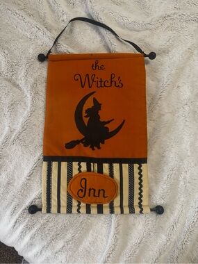 The Witch's Inn Halloween Wall Hanging - Orange & Black
